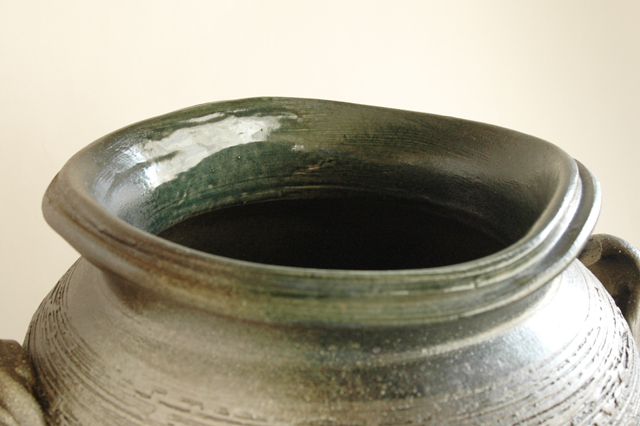 傘立て、枝ものに！】信楽焼 青釉窯変大つぼ 35×30×45cm