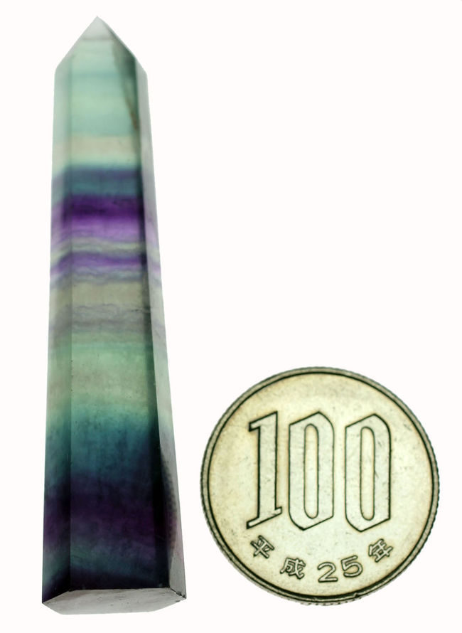 透明感溢れる蛍石、グリーンとブルー色中心の鉱物レインボーフロー