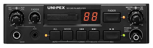 ユニペックス NDS-402A 車載アンプ 40W SDレコーダー・マイク付き 12V