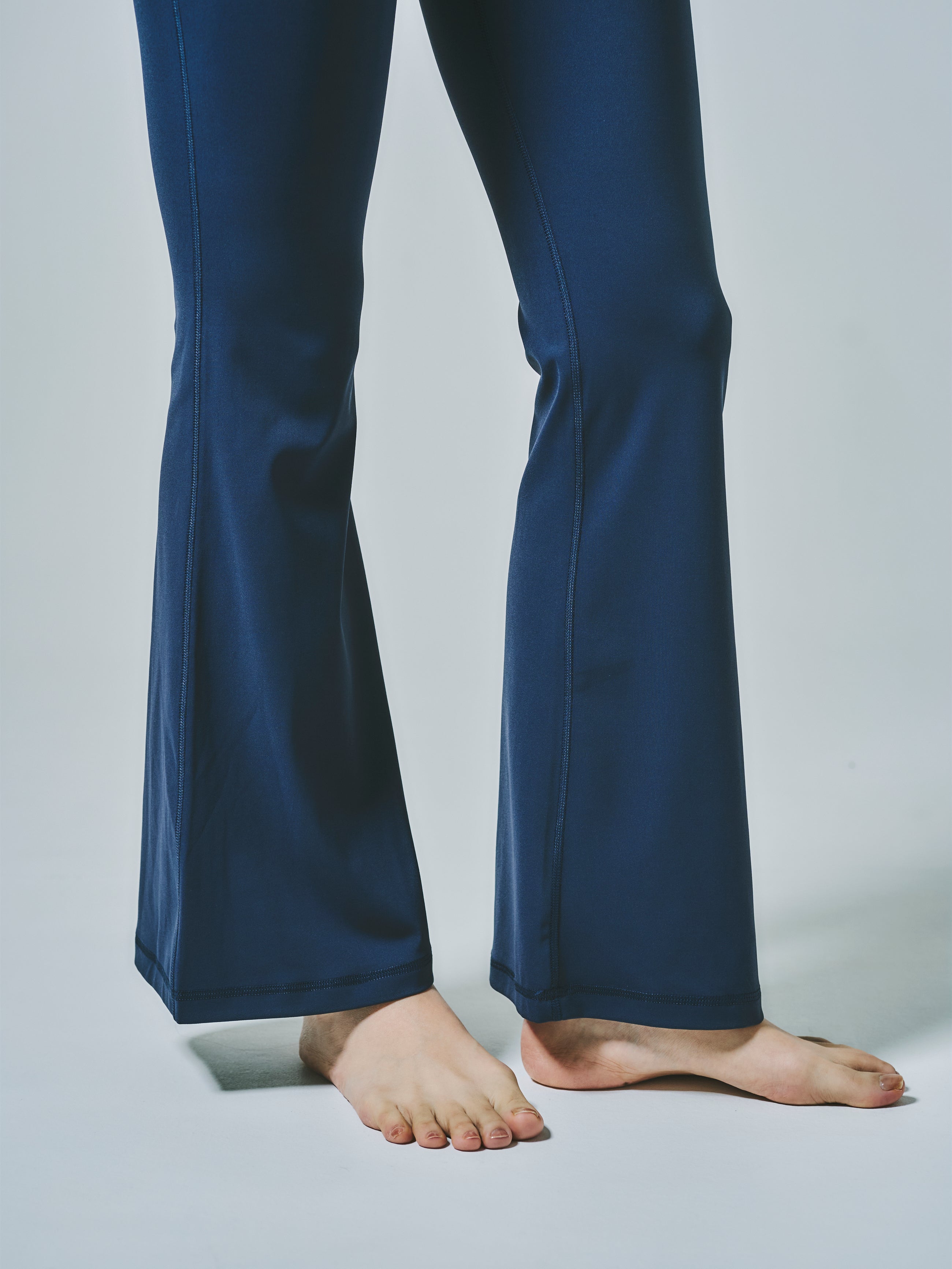 ロング ストレッチ フレアパンツ ネイビー | ヨガ フレアパンツ
