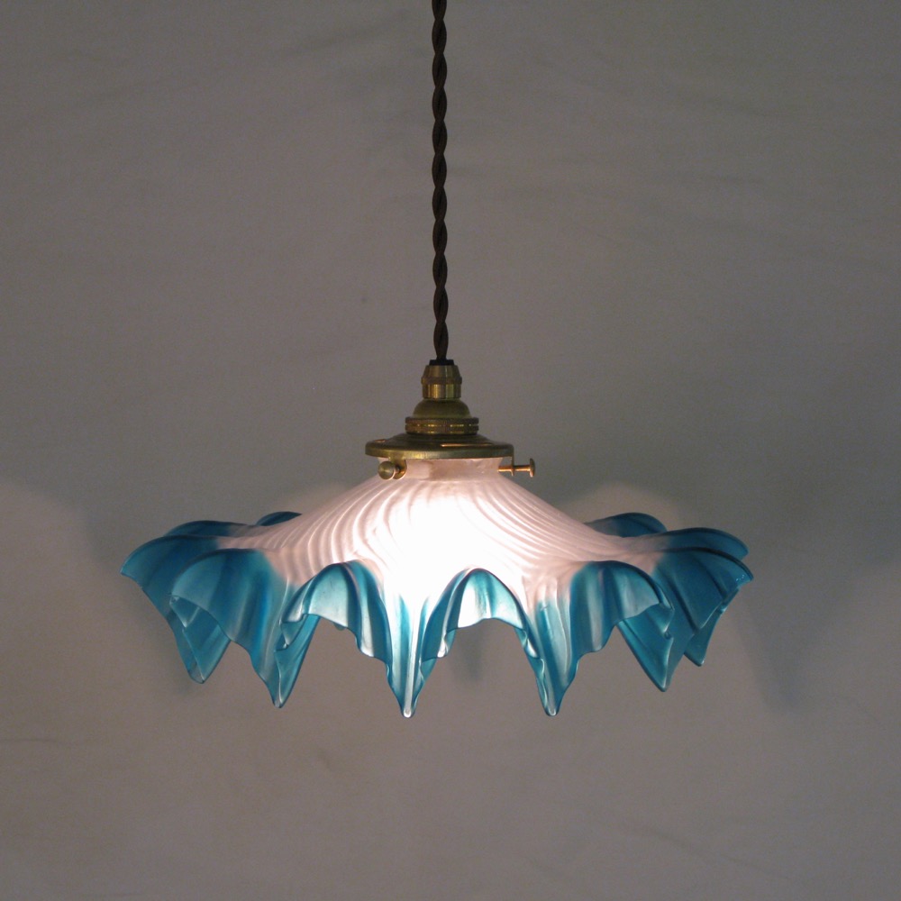 フランス アンティーク フリルガラスシェード ペンダントランプ | キヤ