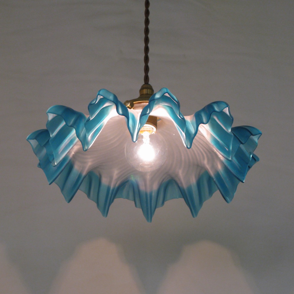 フランス アンティーク フリルガラスシェード ペンダントランプ | キヤ