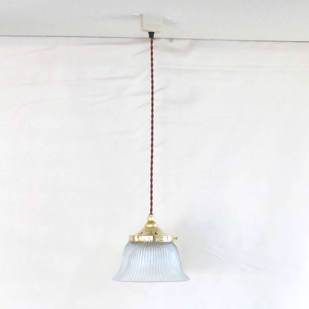 アメリカ ホロフェーンスタイル ガラスシェード ペンダントランプ