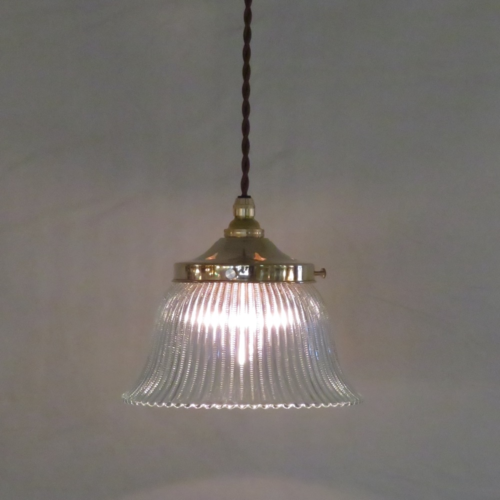 アメリカ ホロフェーンスタイル ガラスシェード ペンダントランプ