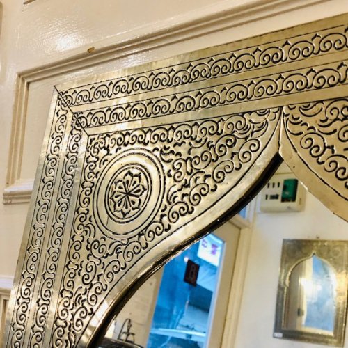 GADAN モロッコ家具 ミラー（鏡）「モロカンミラー モスクL／シルバー