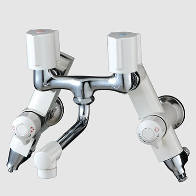 ソーラー2ハンドル混合栓併用形（170mmパイプ付）：KM13N2SL｜浴室