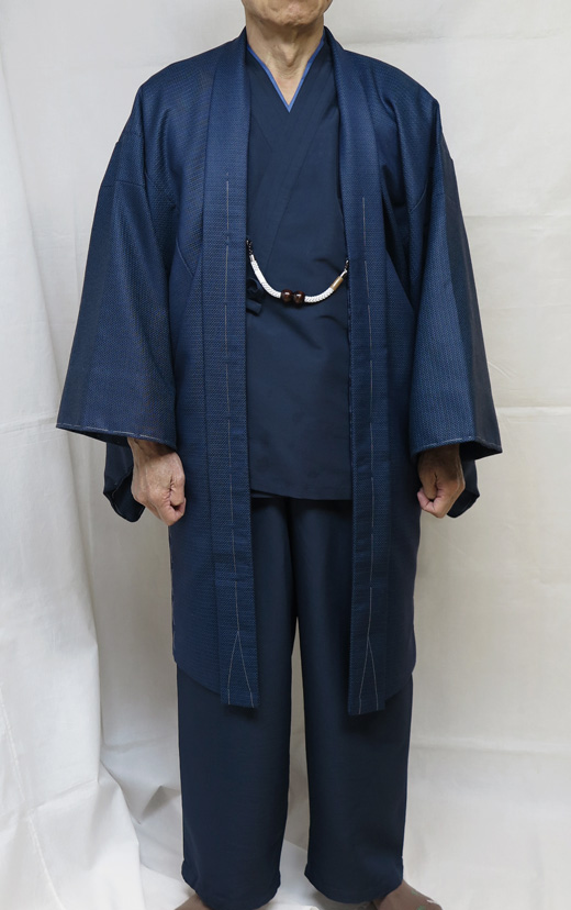 羽織単品】ウール大島亀甲柄羽織 別誂え（紺色・茶色）