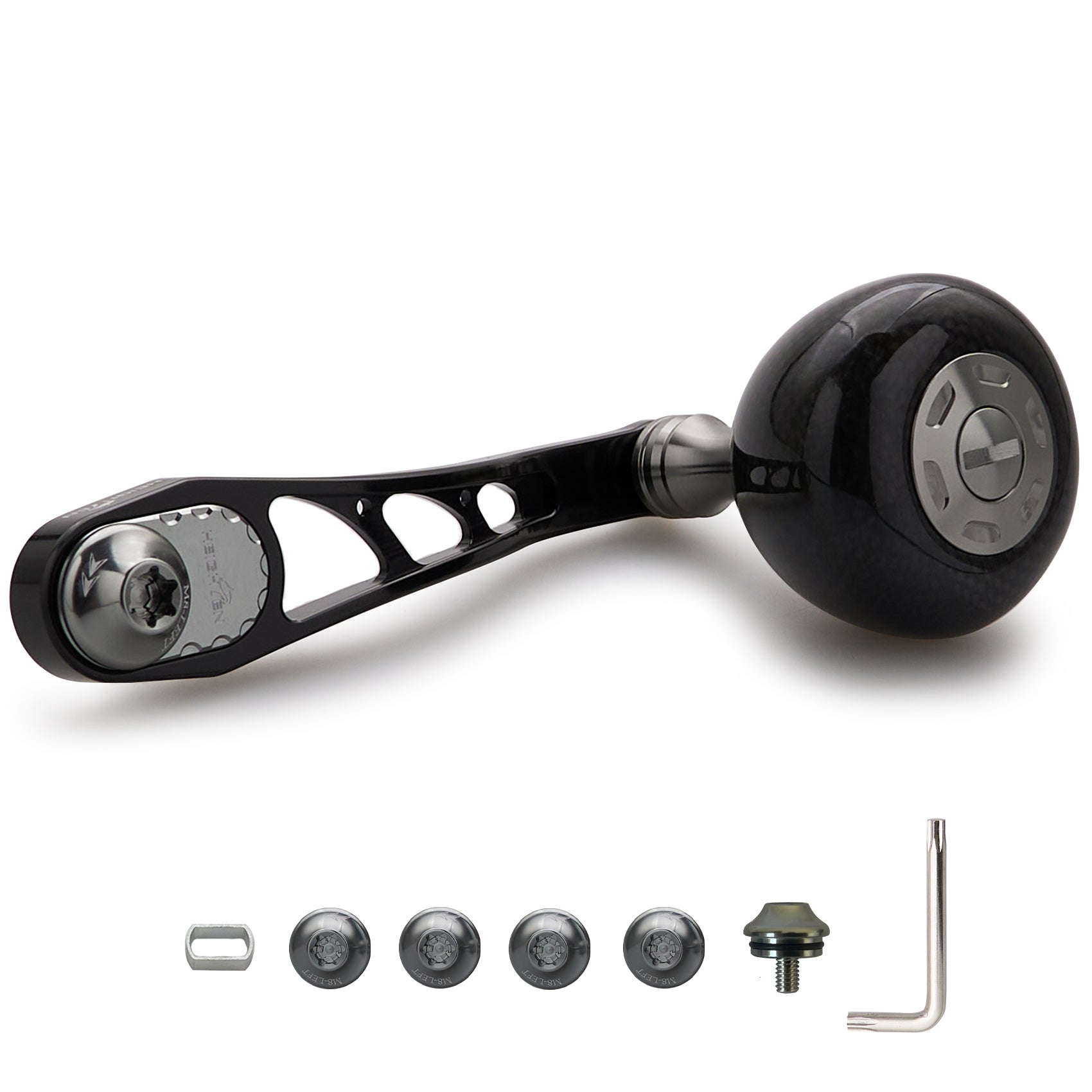 HEIGHTEN 65/75mm可変 リール ハンドル 36mm カーボン製 ハンドルノブ