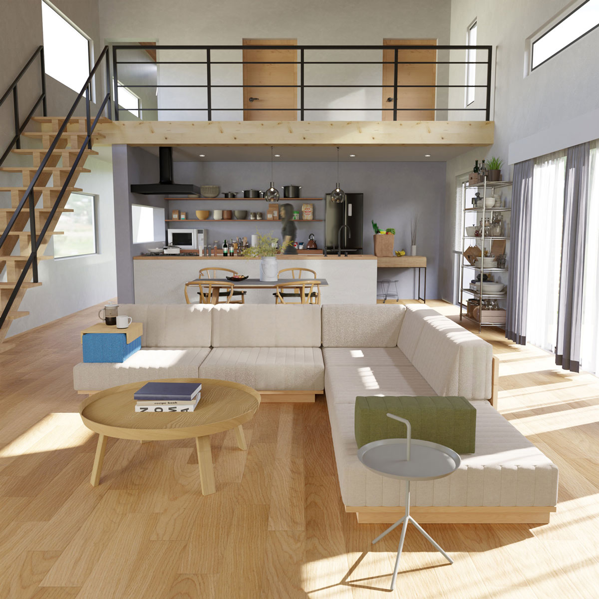 つみきソファ＋ウッドフレームでつくる、高級感のあるコーディネート