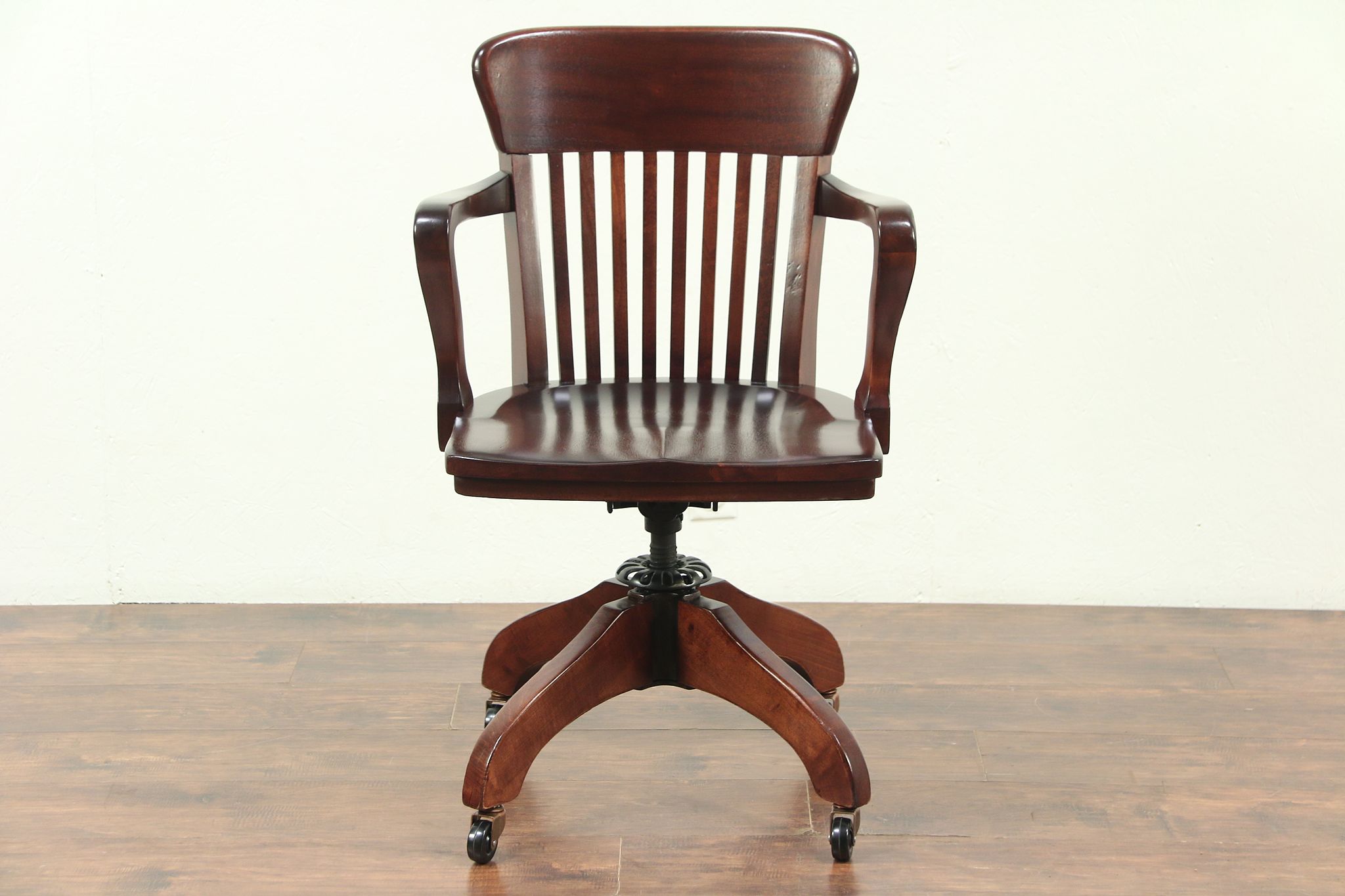 Mahogany Antique 1920's Swivel Adjustable Desk Chair