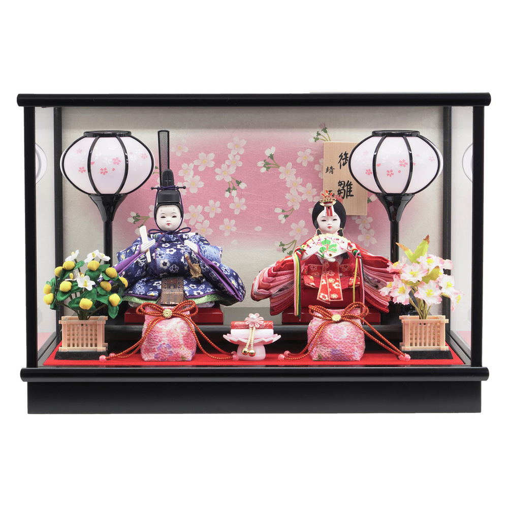 雛人形 ケース親王飾り【P80309】 まあるいフォルムのお顔が可愛い