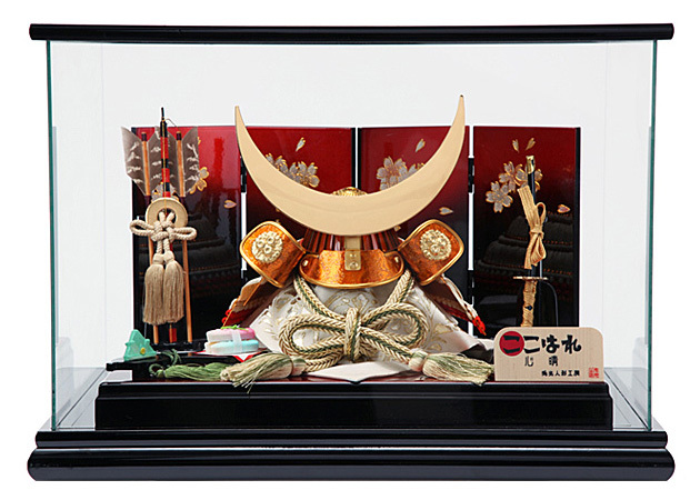 五月人形 兜平台ケース飾りセット ここはれ-心晴-晴皐月硝子小箱