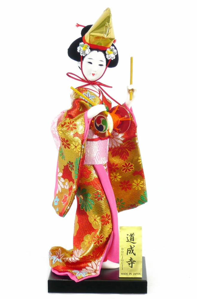 日本人形 【道成寺・赤】4号 ケース入り【J006】 | 職人手作りの