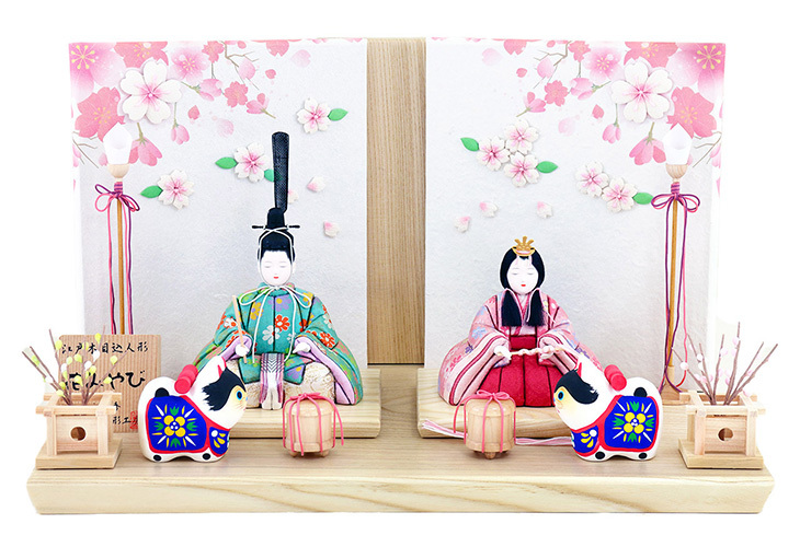 選べる雛人形 木目込み親王飾りセット 【P83451】「黄櫨染裂地」織物を