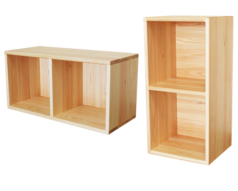 ナチュラルシンプル国産ひのきカラーボックス2段【ひのき家具専門店