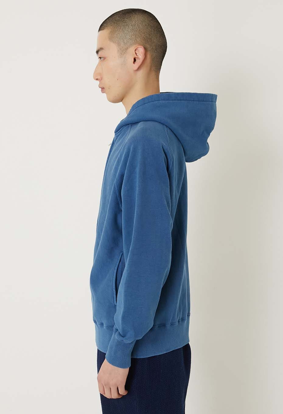 Organic Urake Tezome Sweat Zip sweat fabric Unisex | BLUE BLUE