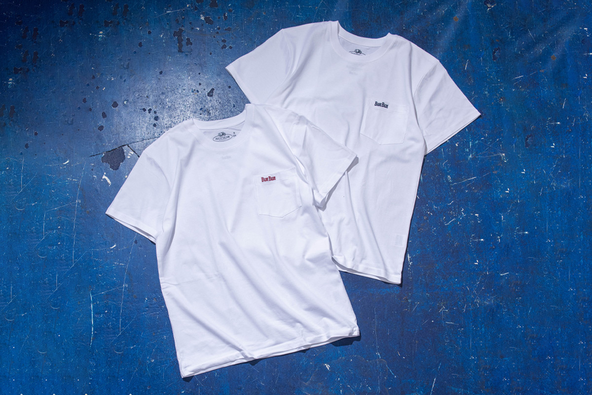 FRUIT OF THE LOOM BLUE BLUE ORGANIC COTTON 2PAC POCKET T-SHIRT