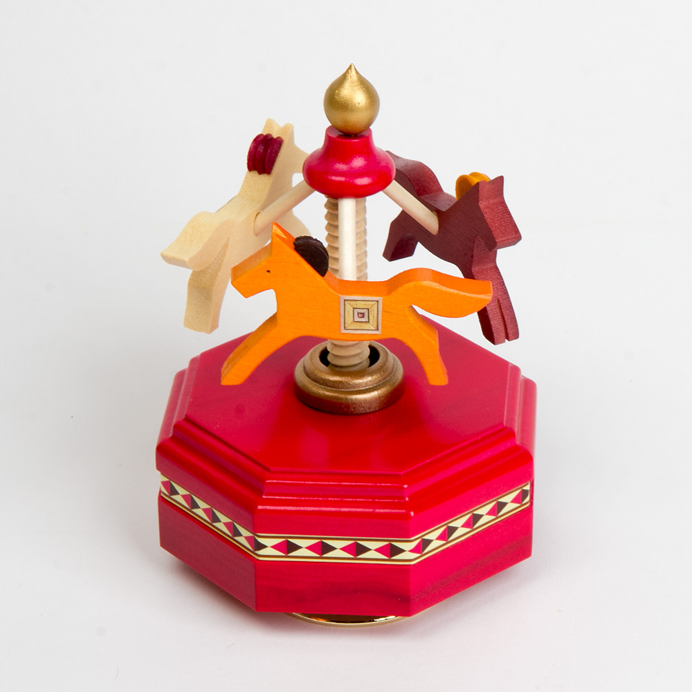 オルゴール 木馬のメリーゴーランド（小）赤：おもちゃ：百町森