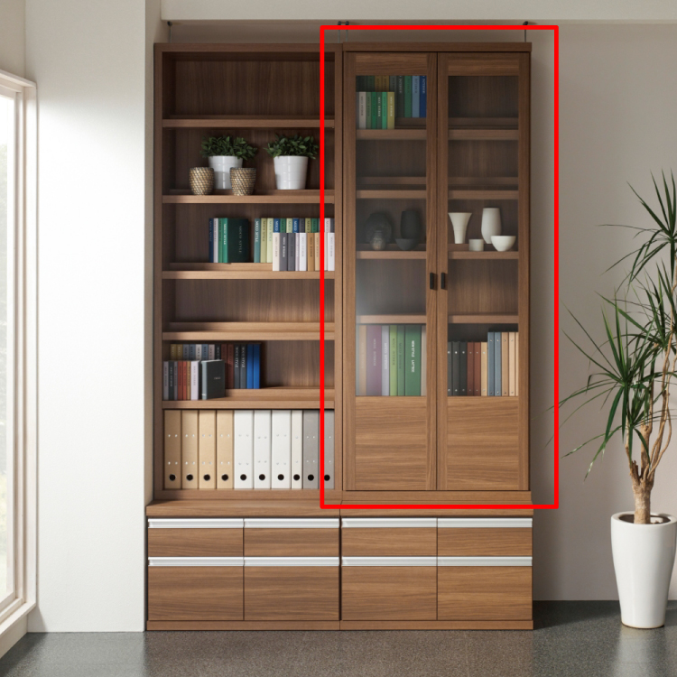 RA-2808 日本製の大容量な本棚｜幅74cm・ガラス扉・完成品