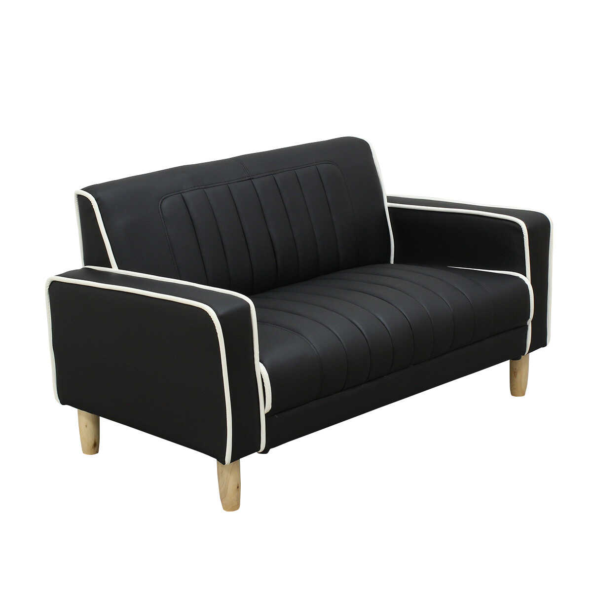 SF-4067 レトロかっこいい二人掛けソファー｜黒ブラック・レザー製