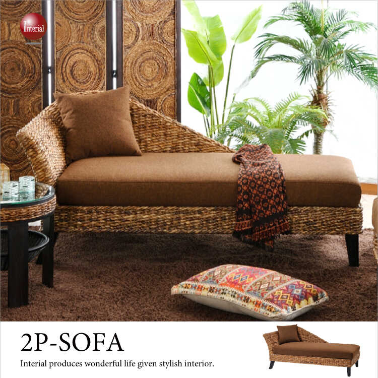 SF-3812 ラタンソファー籐 幅160cmカウチ・布ファブリック張