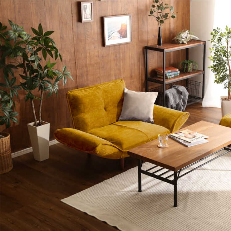 SF-4215 国産一人用コーデュロイソファー・イエロー黄色