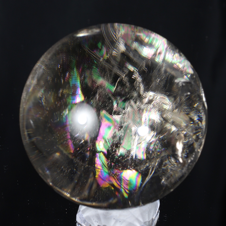 トップクォリティ]レインボースモーキークォーツ丸玉/スフィア（68.3mm