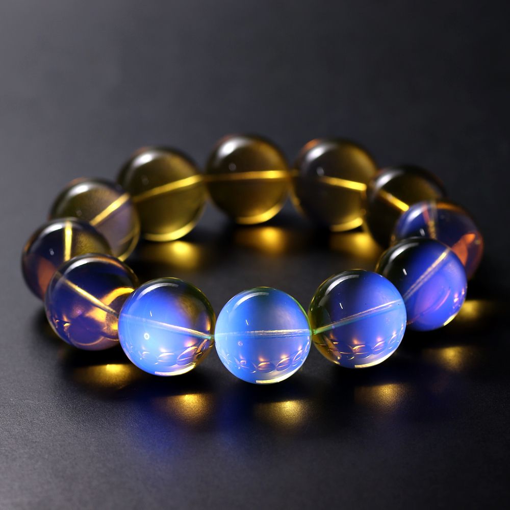 トップクォリティ]天然ブルーアンバーブレスレット/非加熱琥珀（約19mm