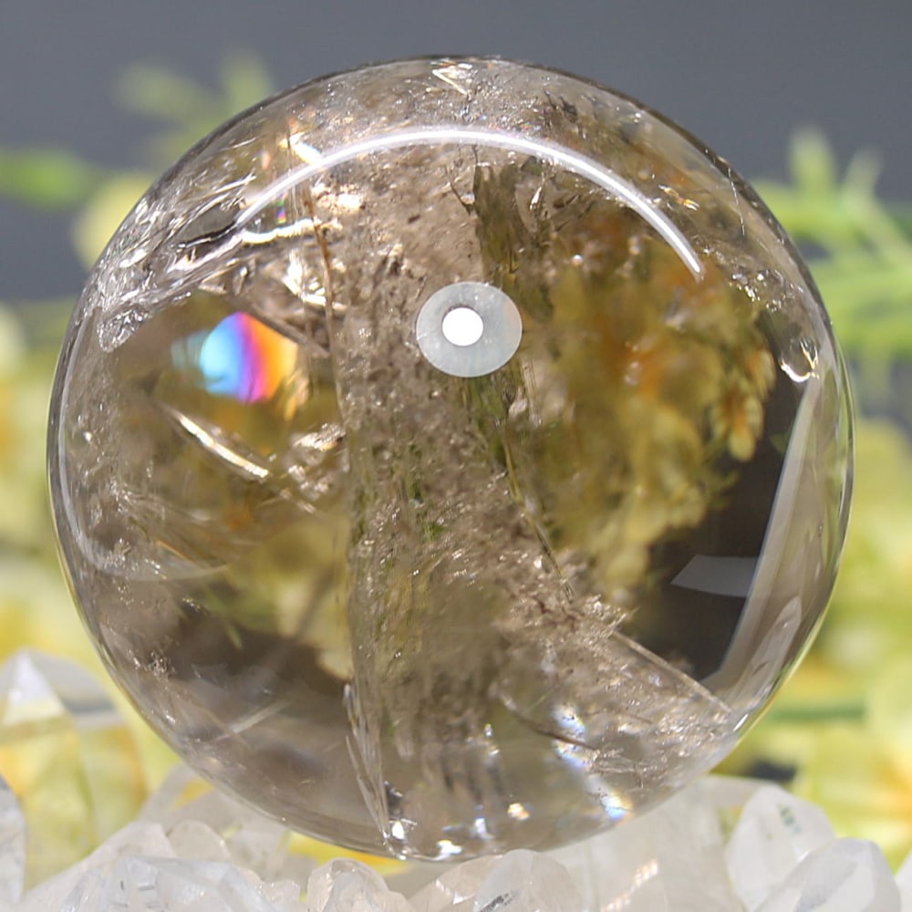 高品質]ブラジル産アイリススモーキークォーツ丸玉/スモーキー