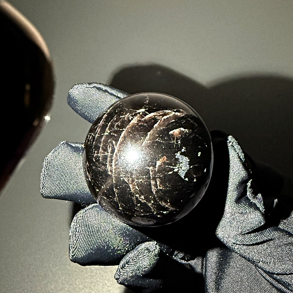 山東省産スターモリオン丸玉/天然黒水晶スフィア（球体直径40.7mm