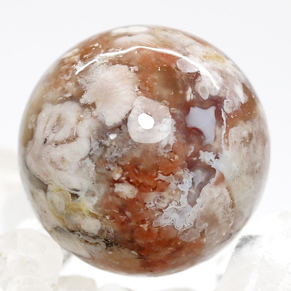 天然無着色]マダガスカル産チェリーブロッサムアゲートスフィア/桜瑪瑙