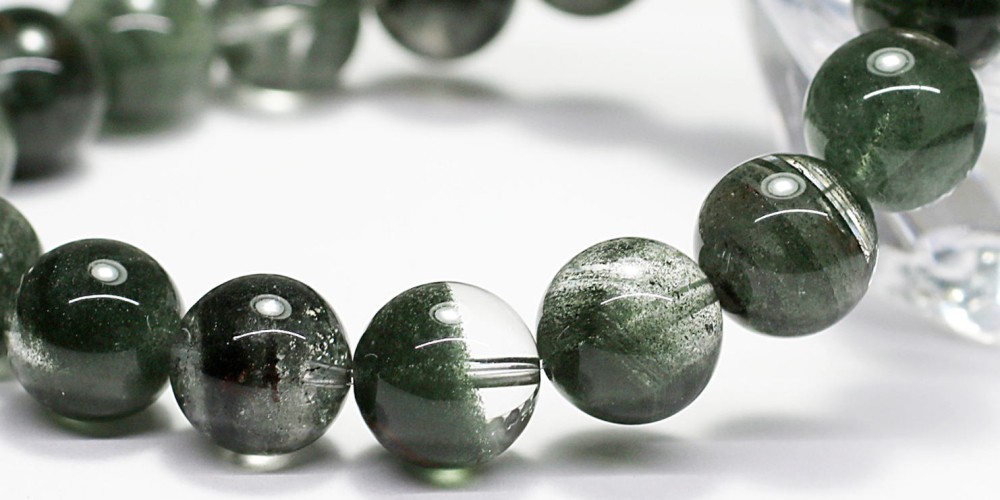 高品質++]グリーンガーデンクォーツブレスレット/層状ファントム