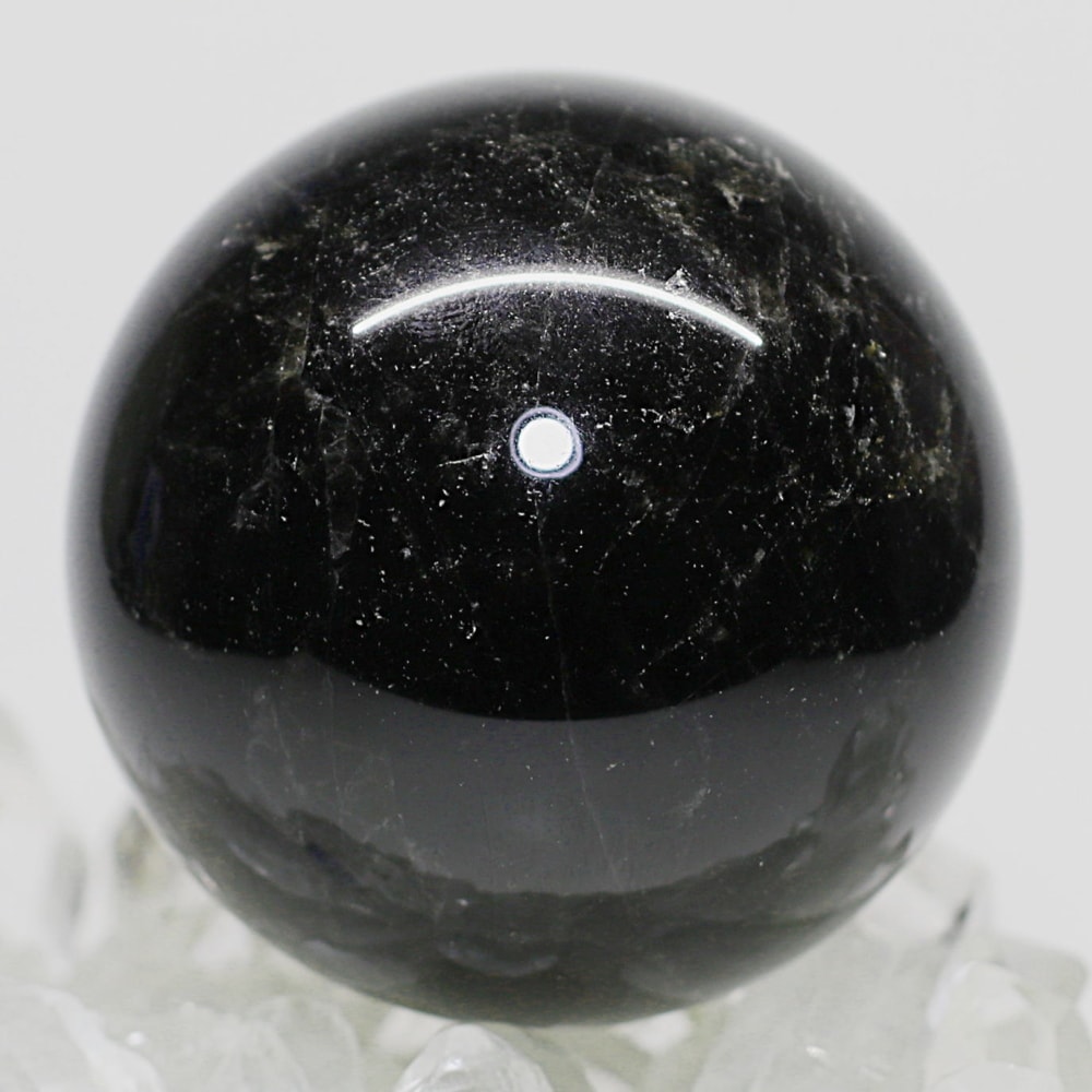 山東省産]モリオン丸玉/天然黒水晶スフィア（直径54.9mm） - 埼玉県