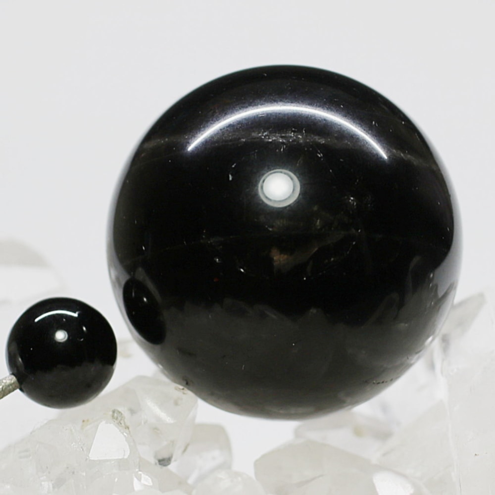 山東省産]スターモリオン丸玉/天然黒水晶スフィア（直径33.2mm