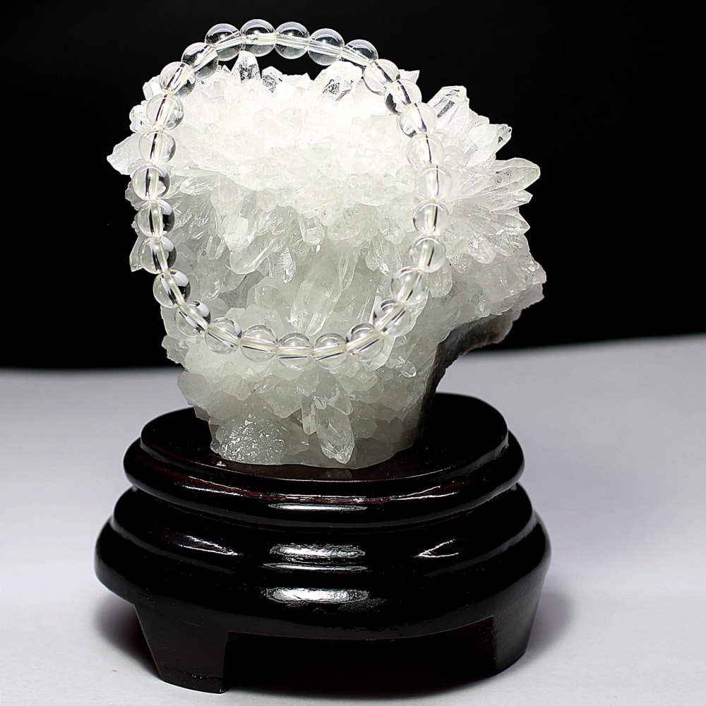 中国/四川省産]水晶クラスター/原石（専用木製台座付） - 埼玉県吉川市