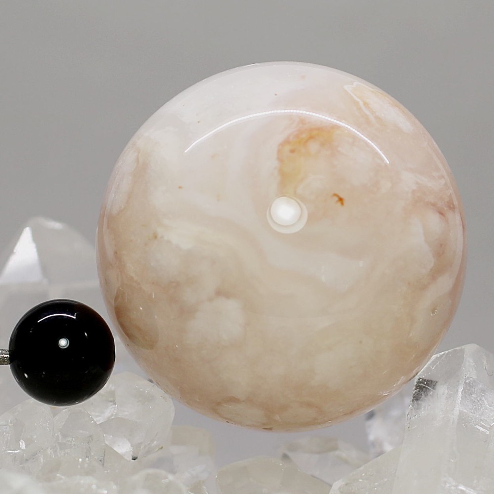 マダガスカル産]桜アゲート丸玉/桜瑪瑙スフィア（直径約36.6mm