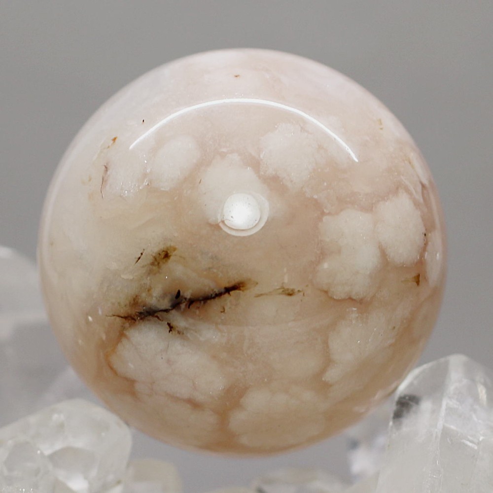 マダガスカル産]桜アゲート丸玉/桜瑪瑙スフィア（直径約36.6mm