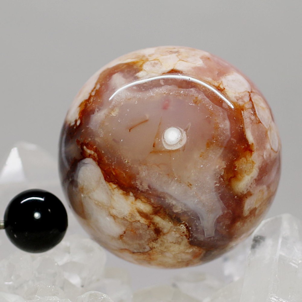 マダガスカル産]桜アゲート丸玉/桜瑪瑙スフィア（球体直径約36.3mm
