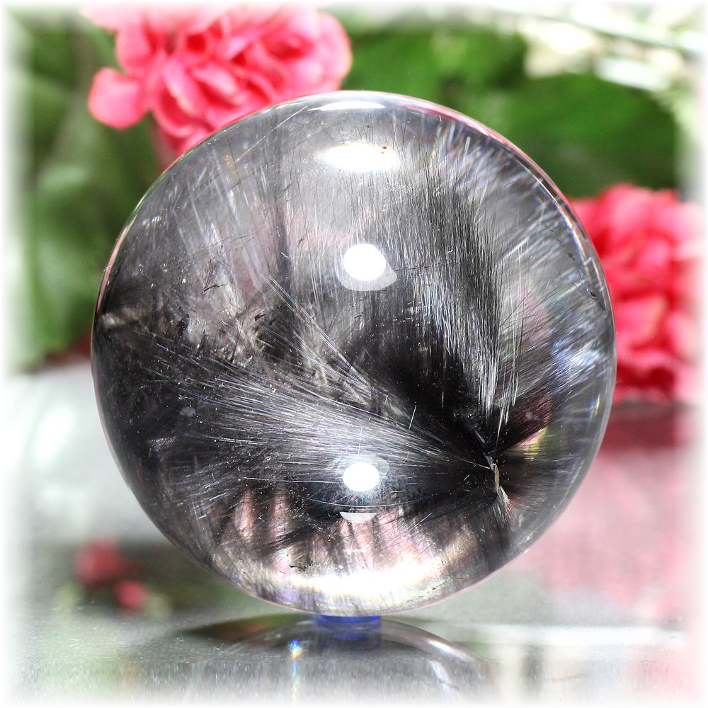 ブラックプラチナルチルクォーツ丸玉/スフィア - 埼玉県吉川市の天然石