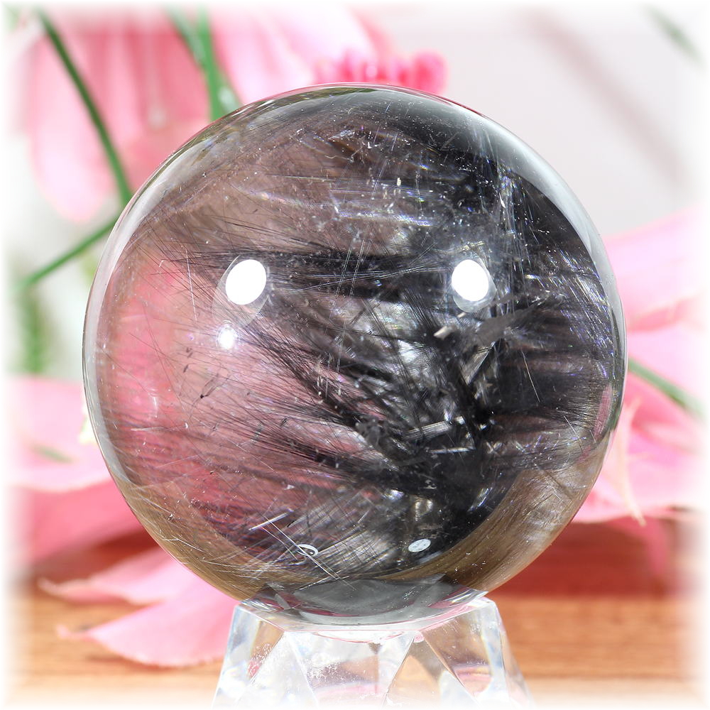 ブラックプラチナルチルクォーツ丸玉/スフィア - 埼玉県吉川市の天然石