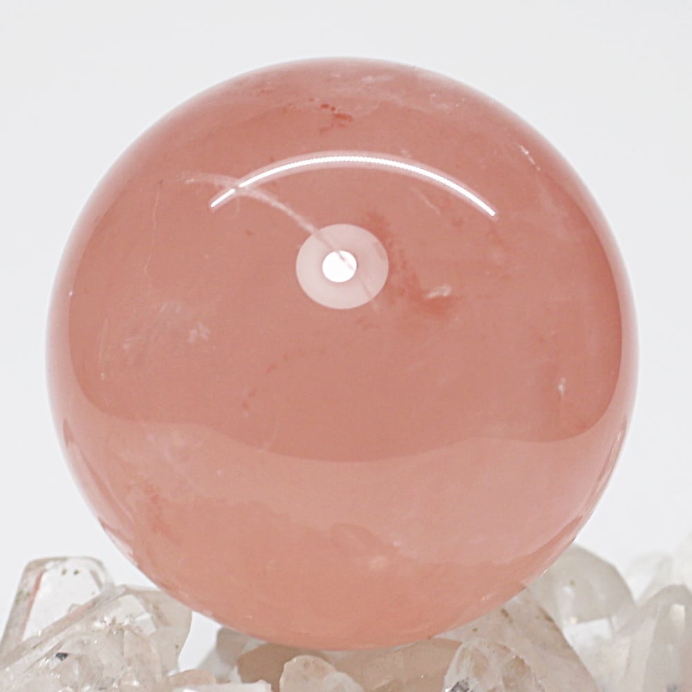 高品質]ブラジル産ローズクォーツ丸玉/スフィア（直径53.4mm・スター