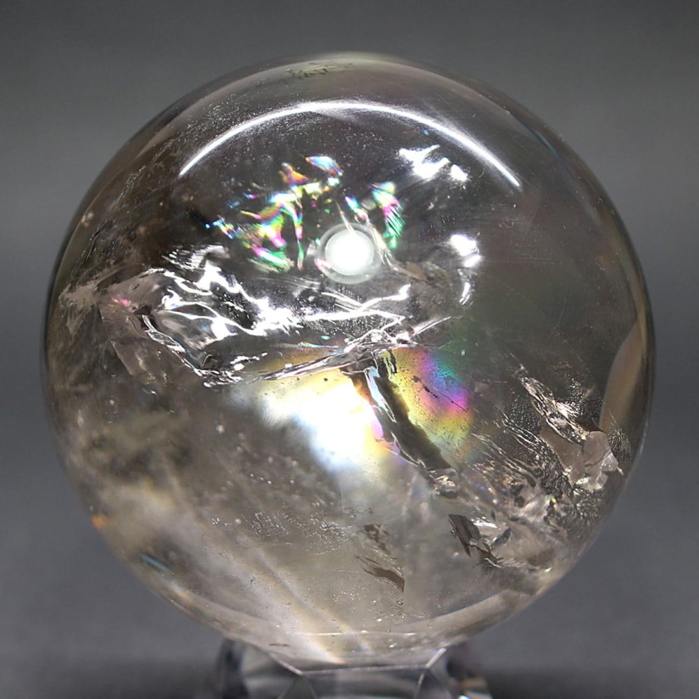 ブラジル産]レインボー水晶玉/アイリスクォーツスフィア（丸玉直径78.5