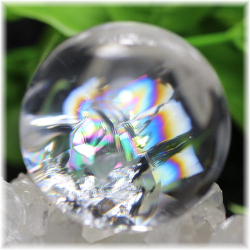 最高品質]虹入り天然水晶丸玉/スフィア（貫入） - 埼玉県吉川市の