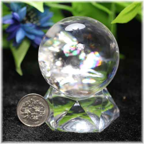 最高品質]虹入り天然水晶丸玉/スフィア（貫入） - 埼玉県吉川市の