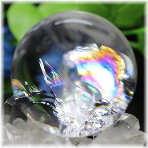 最高品質]虹入り天然水晶丸玉/スフィア（貫入） - 埼玉県吉川市の