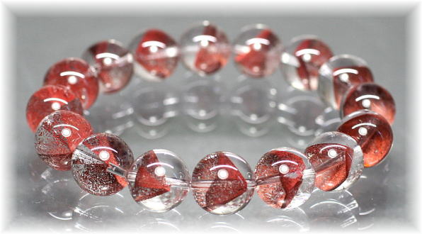 高品質]ブラジル産レッドファントムクォーツブレスレット（約13mm玉