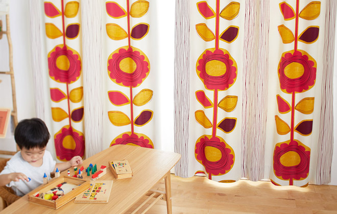 2級遮光カーテン ひまわり（D-1196）｜カーテン通販専門店インズ