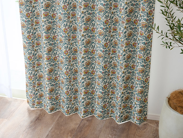 北欧テイストの大人の花柄がおしゃれな1級遮光カーテン ルトナ（D-1195