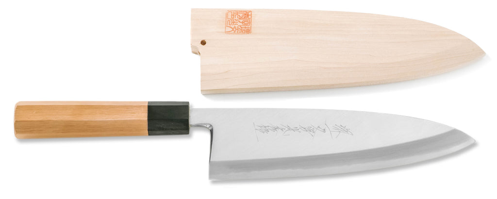 堺一文字光秀 白銀 霞研 出刃包丁 鞘付き