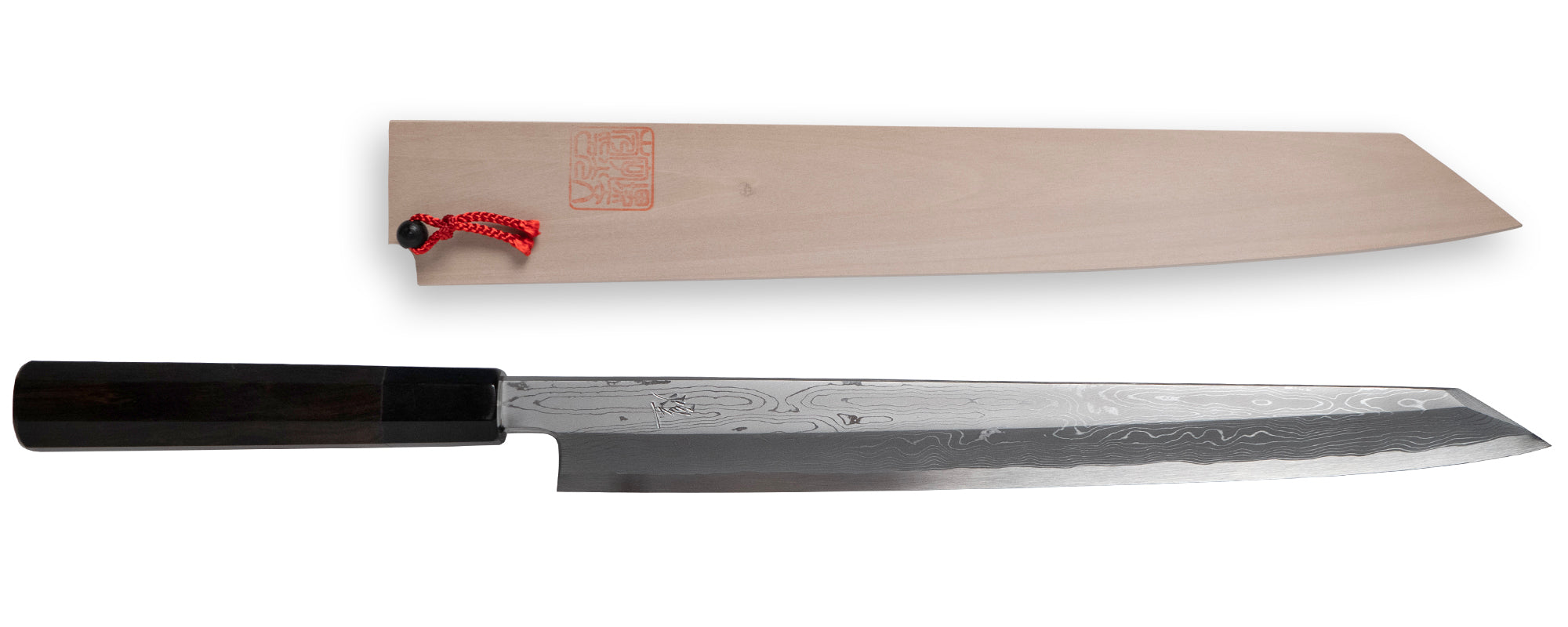 康之 本焼 刺身 柳刃 包丁 尺 鏡面 黒檀水牛八角柄 鞘付き 超希少 康之